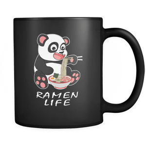 RobustCreative-Japanese Panda Ramen Life - Weeaboo Otaku 11oz Funny Black Coffee Mug - Japanese Kawaii Manga Anime Konnichiwa Senpai - Women Men Friends Gift - Both Sides Printed (Distressed)