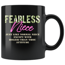 Load image into Gallery viewer, RobustCreative-Just Like Normal Fearless Niece Camo Uniform - Military Family 11oz Black Mug Active Component on Duty support troops Gift Idea - Both Sides Printed
