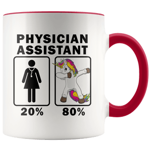 RobustCreative-Physician Assistant Dabbing Unicorn 80 20 Principle Superhero Girl Womens - 11oz Accent Mug Medical Personnel Gift Idea