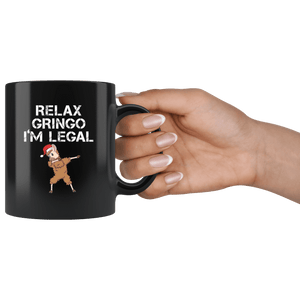 RobustCreative-Llama Dabbing Santa Relax Gringo Im Legal Alpaca Peru Cute - 11oz Black Mug Christmas gift idea Gift Idea