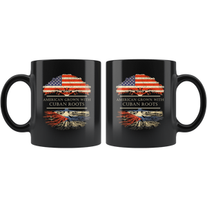 RobustCreative-Cuban Roots American Grown Fathers Day Gift - Cuban Pride 11oz Funny Black Coffee Mug - Real Cuba Hero Flag Papa National Heritage - Friends Gift - Both Sides Printed
