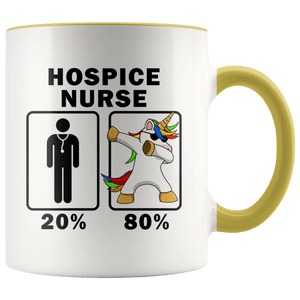 RobustCreative-Hospice Nurse Dabbing Unicorn 80 20 Principle Graduation Gift Mens - 11oz Accent Mug Medical Personnel Gift Idea