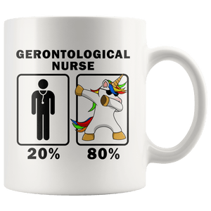 RobustCreative-Gerontological Nurse Dabbing Unicorn 80 20 Principle Graduation Gift Mens - 11oz White Mug Medical Personnel Gift Idea
