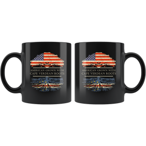 RobustCreative-Cape Verdean Roots American Grown Fathers Day Gift - Cape Verdean Pride 11oz Funny Black Coffee Mug - Real Cabo Verde Hero Flag Papa National Heritage - Friends Gift - Both Sides Printed