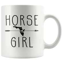 Load image into Gallery viewer, RobustCreative-Florida Horse Girl Gifts Floridian Shape Country for women - 11oz White Mug Riding Lover Gift Idea
