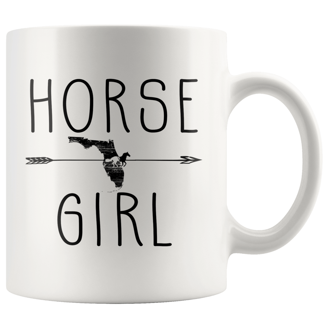 RobustCreative-Florida Horse Girl Gifts Floridian Shape Country for women - 11oz White Mug Riding Lover Gift Idea