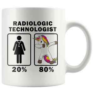 RobustCreative-Radiologic Technologist Dabbing Unicorn 80 20 Principle Superhero Girl Womens - 11oz White Mug Medical Personnel Gift Idea