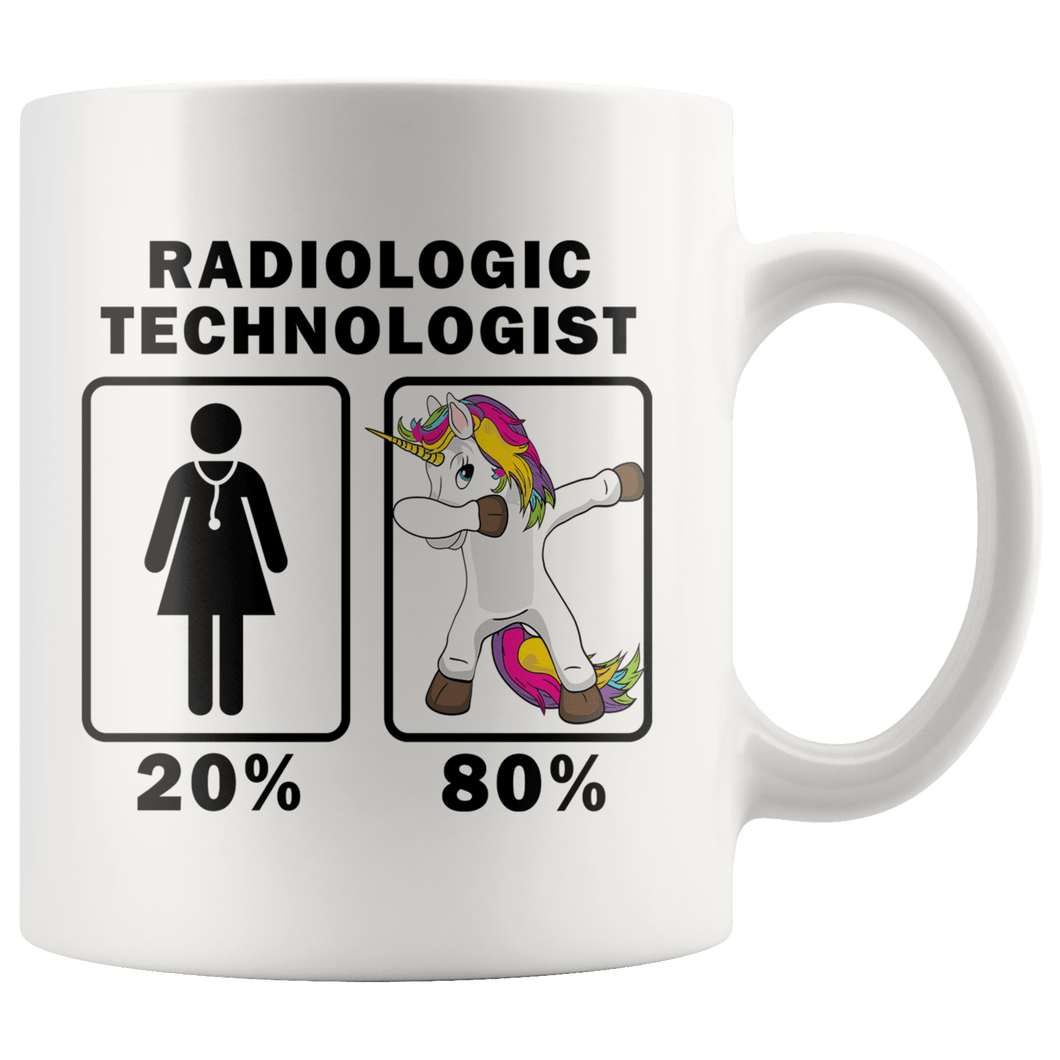 RobustCreative-Radiologic Technologist Dabbing Unicorn 80 20 Principle Superhero Girl Womens - 11oz White Mug Medical Personnel Gift Idea