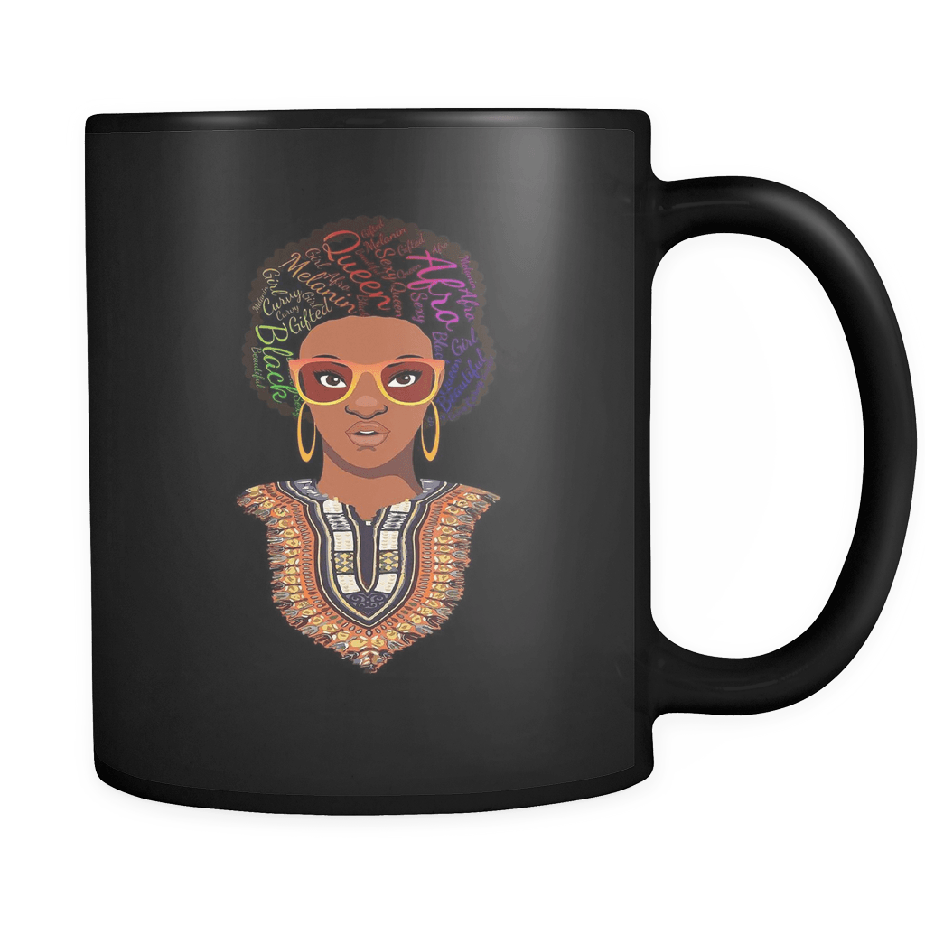RobustCreative-Dashiki Melanin Afro Natural Hair - Melanin Poppin 11oz Funny Black Coffee Mug - Afro Kente Melanin Rich Skin - Women Men Friends Gift - Both Sides Printed (Distressed)