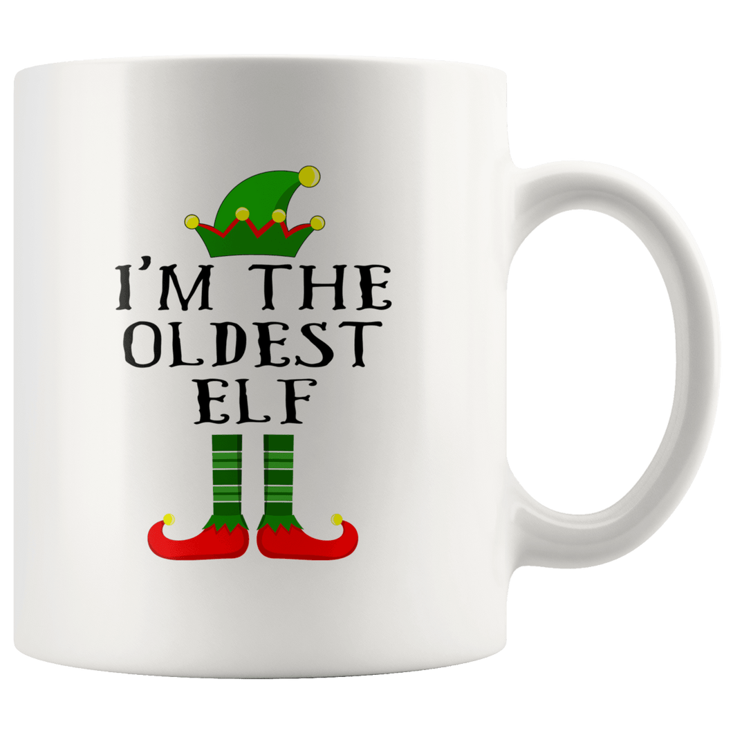 RobustCreative-Im The Oldest Elf Matching Family Christmas - 11oz White Mug Christmas group green pjs costume Gift Idea