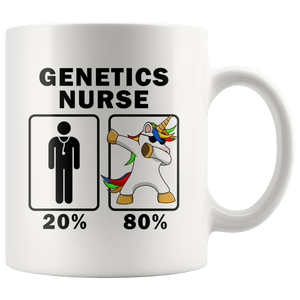 RobustCreative-Genetics Nurse Dabbing Unicorn 80 20 Principle Graduation Gift Mens - 11oz White Mug Medical Personnel Gift Idea