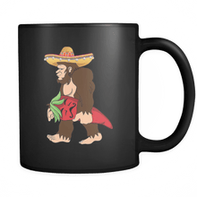 Load image into Gallery viewer, RobustCreative-Bigfoot Sasquatch Chili Pepper Mustache - Cinco De Mayo Mexican Fiesta - No Siesta Mexico Party - 11oz Black Funny Coffee Mug Women Men Friends Gift ~ Both Sides Printed
