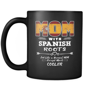 RobustCreative-Best Mom Ever with Spanish Roots - Spain Flag 11oz Funny Black Coffee Mug - Mothers Day Independence Day - Women Men Friends Gift - Both Sides Printed (Distressed)