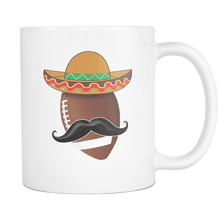 Load image into Gallery viewer, RobustCreative-Funny Football Mustache Mexican Sports - Cinco De Mayo Mexican Fiesta - No Siesta Mexico Party - 11oz White Funny Coffee Mug Women Men Friends Gift ~ Both Sides Printed
