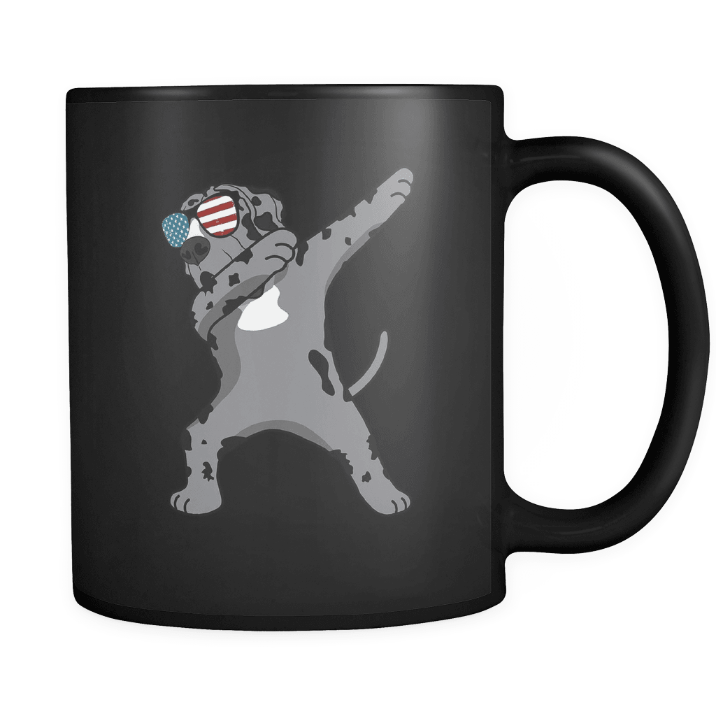 RobustCreative-Dabbing Great Dane Dog America Flag - Patriotic Merica Murica Pride - 4th of July USA Independence Day - 11oz Black Funny Coffee Mug Women Men Friends Gift ~ Both Sides Printed