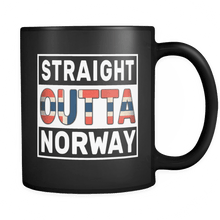 Load image into Gallery viewer, RobustCreative-Straight Outta Norway - Norwegian Flag 11oz Funny Black Coffee Mug - Independence Day Family Heritage - Women Men Friends Gift - Both Sides Printed (Distressed)
