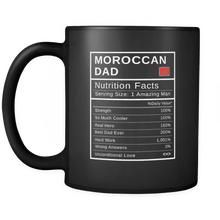 Load image into Gallery viewer, RobustCreative-Moroccan Dad, Nutrition Facts Fathers Day Hero Gift - Moroccan Pride 11oz Funny Black Coffee Mug - Real Morocco Hero Papa National Heritage - Friends Gift - Both Sides Printed
