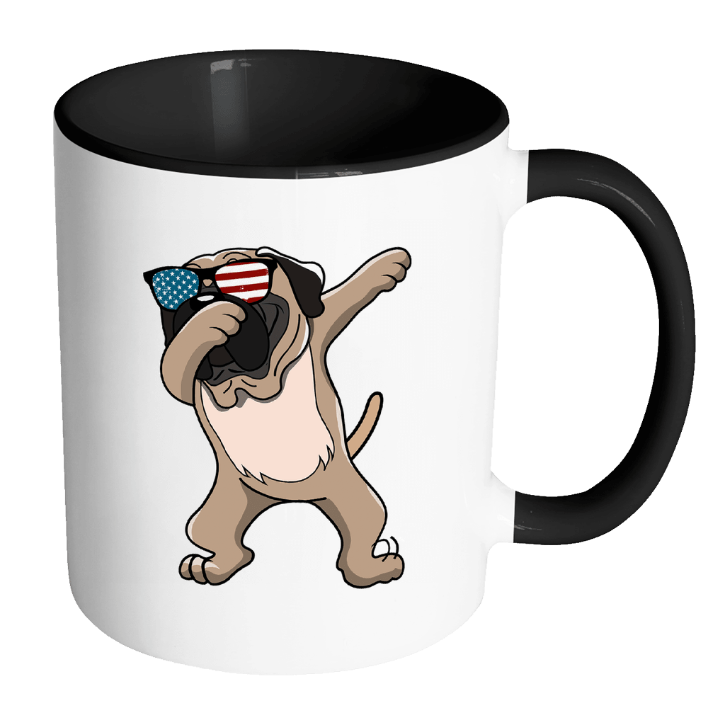 RobustCreative-Dabbing Mastiff Dog America Flag - Patriotic Merica Murica Pride - 4th of July USA Independence Day - 11oz Black & White Funny Coffee Mug Women Men Friends Gift ~ Both Sides Printed