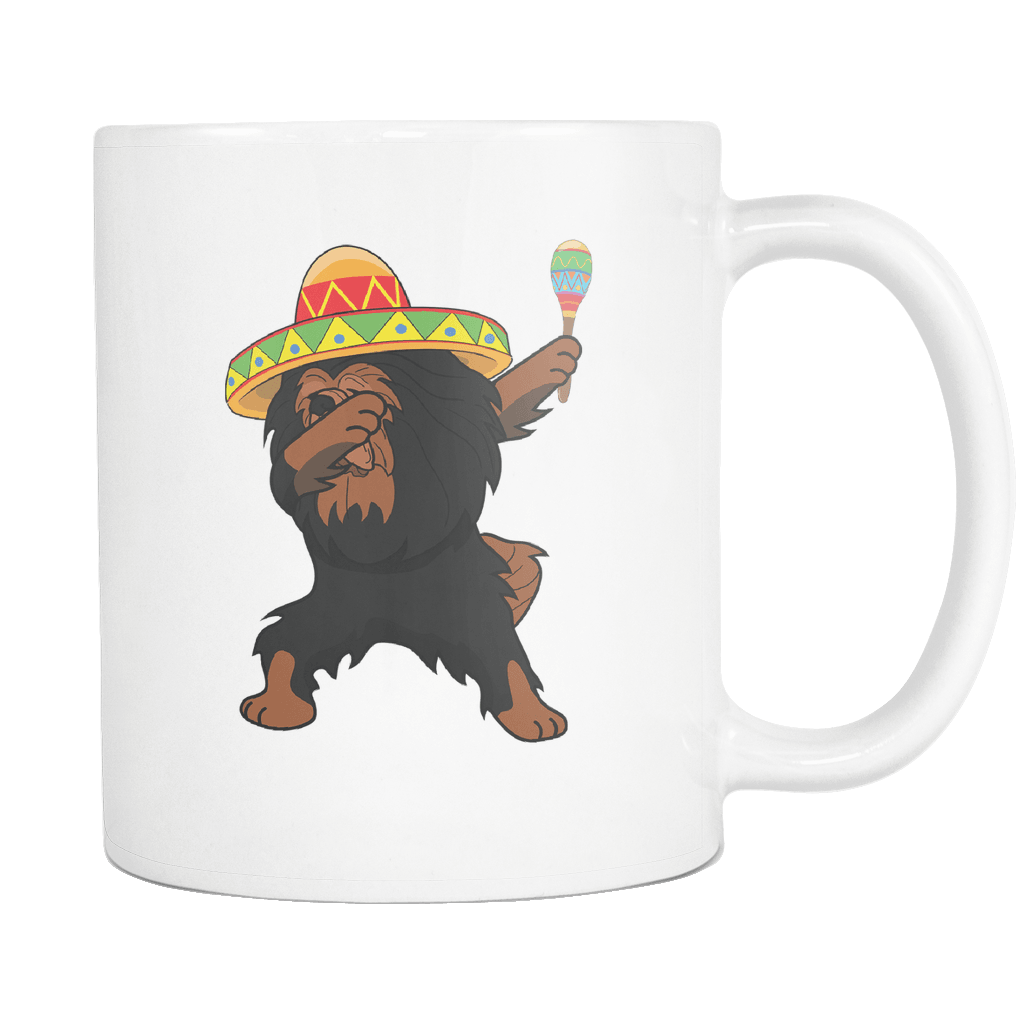 RobustCreative-Dabbing Tibetan Mastiff Dog in Sombrero - Cinco De Mayo Mexican Fiesta - Dab Dance Mexico Party - 11oz White Funny Coffee Mug Women Men Friends Gift ~ Both Sides Printed