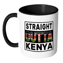 Load image into Gallery viewer, RobustCreative-Straight Outta Kenya - Kenyan Flag 11oz Funny Black &amp; White Coffee Mug - Independence Day Family Heritage - Women Men Friends Gift - Both Sides Printed (Distressed)
