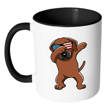 Load image into Gallery viewer, RobustCreative-Dabbing Rhodesian Ridgeback Dog America Flag - Patriotic Merica Murica Pride - 4th of July USA Independence Day - 11oz Black &amp; White Funny Coffee Mug Women Men Friends Gift ~ Both Sides Printed
