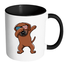 Load image into Gallery viewer, RobustCreative-Dabbing Rhodesian Ridgeback Dog America Flag - Patriotic Merica Murica Pride - 4th of July USA Independence Day - 11oz Black &amp; White Funny Coffee Mug Women Men Friends Gift ~ Both Sides Printed
