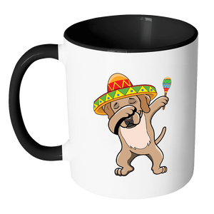 RobustCreative-Dabbing Labrador Retriever Dog in Sombrero - Cinco De Mayo Mexican Fiesta - Dab Dance Mexico Party - 11oz Black & White Funny Coffee Mug Women Men Friends Gift ~ Both Sides Printed