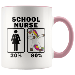 RobustCreative-School Nurse Dabbing Unicorn 80 20 Principle Superhero Girl Womens - 11oz Accent Mug Medical Personnel Gift Idea