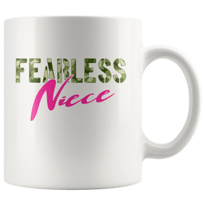 RobustCreative-Fearless Niece Camo Hard Charger Veterans Day - Military Family 11oz White Mug Retired or Deployed support troops Gift Idea - Both Sides Printed
