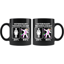 Load image into Gallery viewer, RobustCreative-Veterinary Technologist Dabbing Unicorn 20 80 Principle Superhero Girl Womens - 11oz Black Mug Medical Personnel Gift Idea
