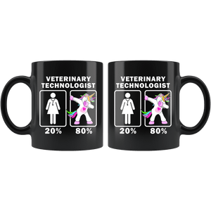 RobustCreative-Veterinary Technologist Dabbing Unicorn 20 80 Principle Superhero Girl Womens - 11oz Black Mug Medical Personnel Gift Idea