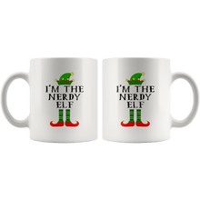 Load image into Gallery viewer, RobustCreative-Im The Nerdy Elf Matching Family Christmas - 11oz White Mug Christmas group green pjs costume Gift Idea
