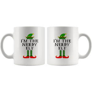 RobustCreative-Im The Nerdy Elf Matching Family Christmas - 11oz White Mug Christmas group green pjs costume Gift Idea