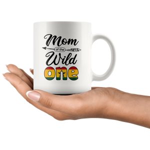 RobustCreative-Ghanaian Mom of the Wild One Birthday Ghana Flag White 11oz Mug Gift Idea