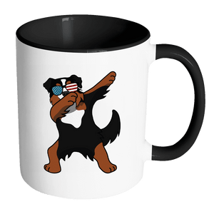 RobustCreative-Dabbing Bernese Mountain Dog Dog America Flag - Patriotic Merica Murica Pride - 4th of July USA Independence Day - 11oz Black & White Funny Coffee Mug Women Men Friends Gift ~ Both Sides Printed