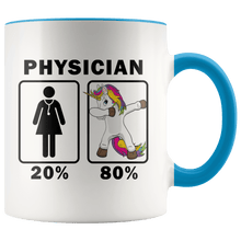 Load image into Gallery viewer, RobustCreative-Physician Dabbing Unicorn 80 20 Principle Superhero Girl Womens - 11oz Accent Mug Medical Personnel Gift Idea
