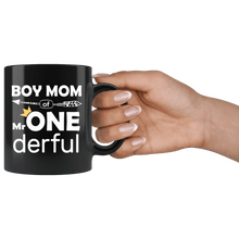 Load image into Gallery viewer, RobustCreative-Boy Mom of Mr Onederful Crown 1st Birthday Baby Boy Outfit Black 11oz Mug Gift Idea
