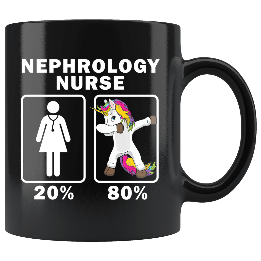 RobustCreative-Nephrology Nurse Dabbing Unicorn 80 20 Principle Superhero Girl Womens - 11oz Black Mug Medical Personnel Gift Idea