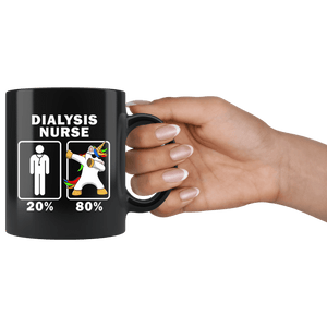 RobustCreative-Dialysis Nurse Dabbing Unicorn 80 20 Principle Graduation Gift Mens - 11oz Black Mug Medical Personnel Gift Idea