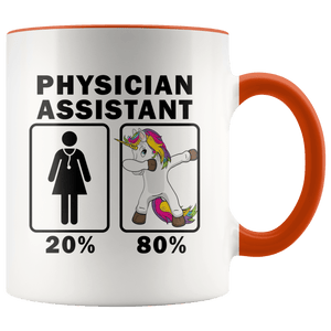 RobustCreative-Physician Assistant Dabbing Unicorn 80 20 Principle Superhero Girl Womens - 11oz Accent Mug Medical Personnel Gift Idea