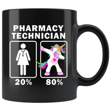 Load image into Gallery viewer, RobustCreative-Pharmacy Technician Dabbing Unicorn 20 80 Principle Superhero Girl Womens - 11oz Black Mug Medical Personnel Gift Idea
