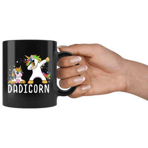 RobustCreative-Dadicorn Unicorn Dad And Baby Fathers Day Dabbing on Party Black 11oz Mug Gift Idea