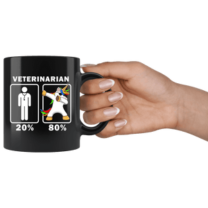 RobustCreative-Veterinarian Dabbing Unicorn 80 20 Principle Graduation Gift Mens - 11oz Black Mug Medical Personnel Gift Idea