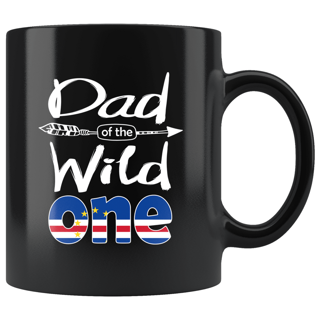 RobustCreative-Cape Verdean Dad of the Wild One Birthday Cabo Verde Flag Black 11oz Mug Gift Idea