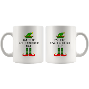 RobustCreative-Im The ESL Teacher Elf Christmas Teaching's - 11oz White Mug I Just Really Like to Teach Cute Tiny Humans Gift Idea