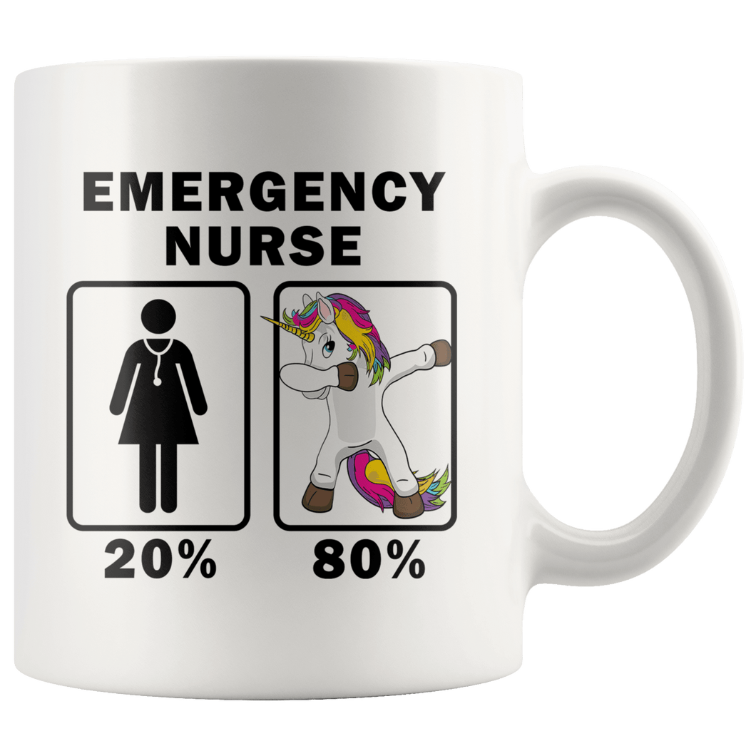 RobustCreative-Emergency Nurse Dabbing Unicorn 80 20 Principle Superhero Girl Womens - 11oz White Mug Medical Personnel Gift Idea