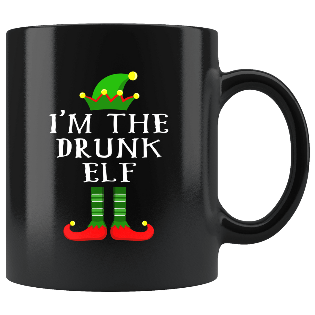 RobustCreative-Im The Drunk Elf Matching Family Christmas - 11oz Black Mug Christmas group green pjs costume Gift Idea