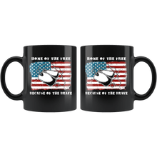 Load image into Gallery viewer, RobustCreative-Identification Tag American Flag Home of the Free Distressed - Military Family 11oz Black Mug Deployed Duty Forces support troops CONUS Gift Idea - Both Sides Printed
