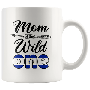 RobustCreative-Guanaco Mom of the Wild One Birthday El Salvador Flag White 11oz Mug Gift Idea