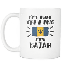 Load image into Gallery viewer, RobustCreative-I&#39;m Not Yelling I&#39;m Bajan Flag - Barbados Pride 11oz Funny White Coffee Mug - Coworker Humor That&#39;s How We Talk - Women Men Friends Gift - Both Sides Printed (Distressed)
